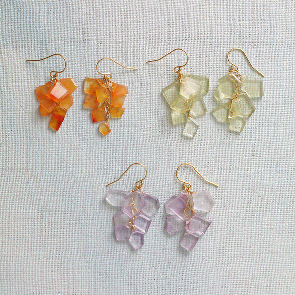 fusa : Lemon Quartz（earring） レモン色の房の耳飾り 10枚目の画像