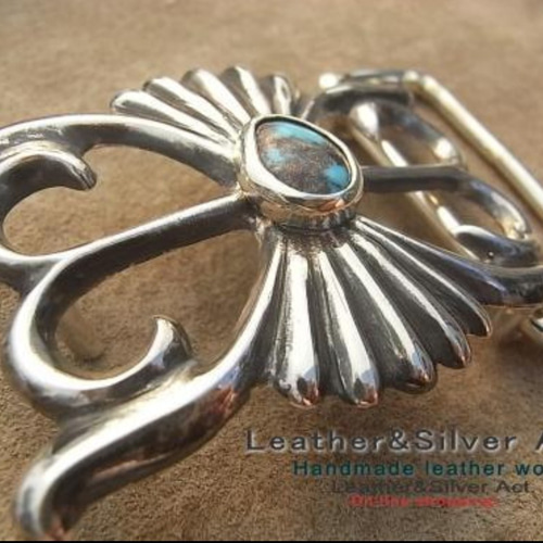 ターコイズバックルハインデアンジュエリーハドメイドシルバーバックル