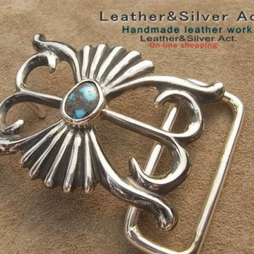 ターコイズバックルハインデアンジュエリーハドメイドシルバーバックル