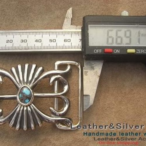ターコイズバックルハインデアンジュエリーハドメイドシルバー