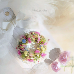 「small garden 」 ドライフラワー　ミニ リース　紫陽花　あじさい　アジサイ　蝶々 3枚目の画像
