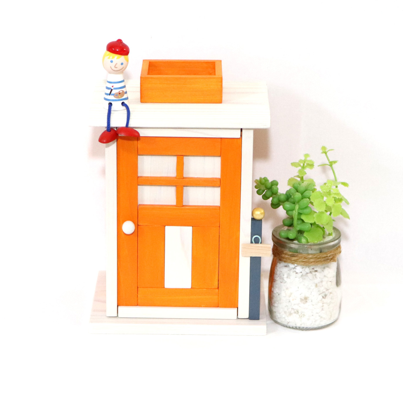 ☘️昭和レトロポップ☘️オレンジ色の子鹿貯金箱&フラワーミラー