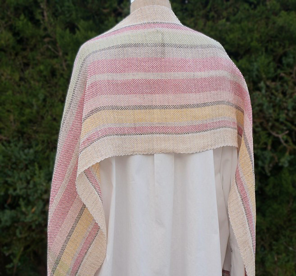 軽やかリネンの手織りストール スプリングカラーズ 9枚目の画像