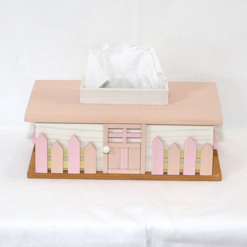 ティッシュケース かわいいお家（フロリダピンク＆ピンク） ティッシュ