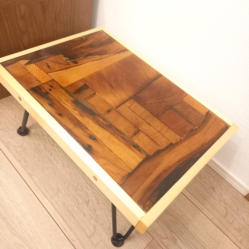 ローテーブル　パッチワーク　モザイク　屋久杉　パイン　レジン ローテーブル パッチワーク モザイク 屋久杉 パイン レジン 屋久