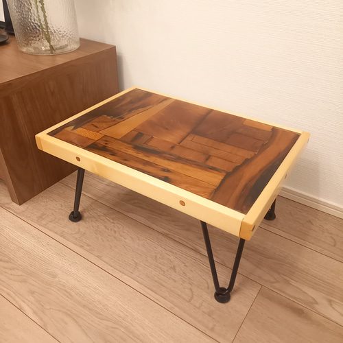 ローテーブル　パッチワーク　モザイク　屋久杉　パイン　レジン ローテーブルパッチワークモザイク屋久杉パインレジン