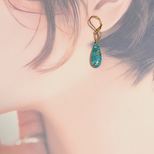 14kgf☆天然石ラピスラズリ（マロンカット）ピアス | iichi 日々の