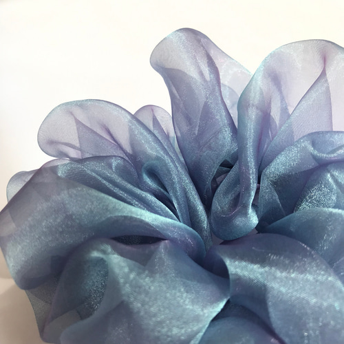 オーガンジーシュシュ　カラー番号　オーダーページ 再販♪✨【人気No.2】夢色ｼｭｼｭ【水色×ﾊﾟｰﾌﾟﾙ】おしゃれな大人のための