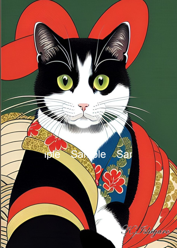 猫(新浮世絵画)A4 №s-541 イラスト shizennokaze 通販 15686305