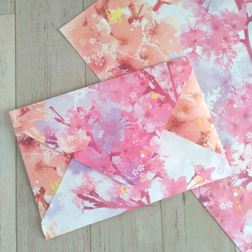 桜【ラッピングペーパー A4】 デザインペーパー 花柄 レトロ