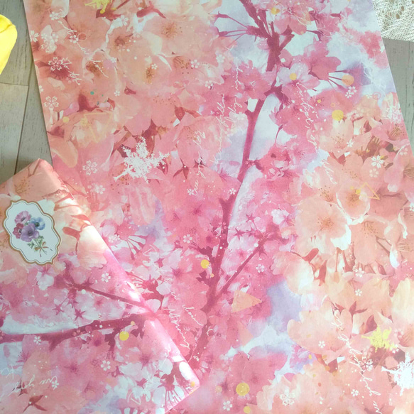 桜【ラッピングペーパー A4】 デザインペーパー 花柄　レトロ　コラージュ フラワー さくら 春 9枚目の画像