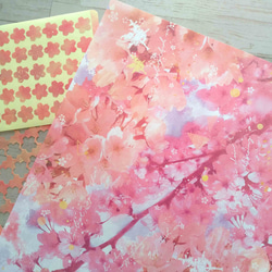 桜【ラッピングペーパー A4】 デザインペーパー 花柄　レトロ　コラージュ フラワー さくら 春 4枚目の画像