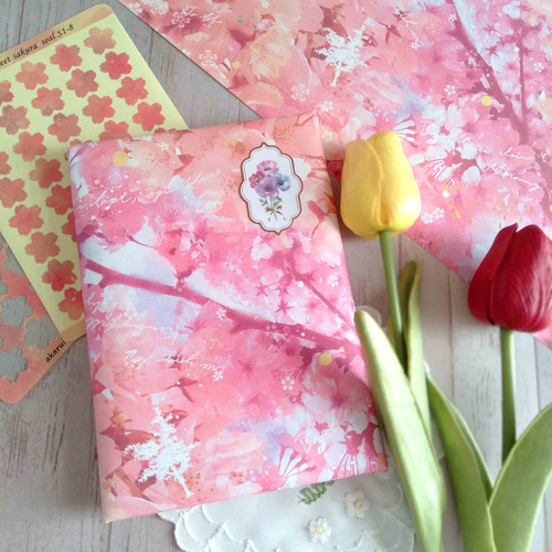 桜【ラッピングペーパー A4】 デザインペーパー 花柄 レトロ