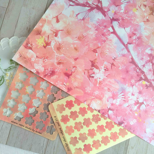 桜【ラッピングペーパー A4】 デザインペーパー 花柄 レトロ