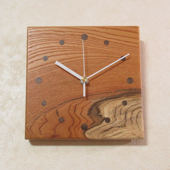 天然木 欅（ケヤキ）　木製時計66（掛け時計） 4枚目の画像