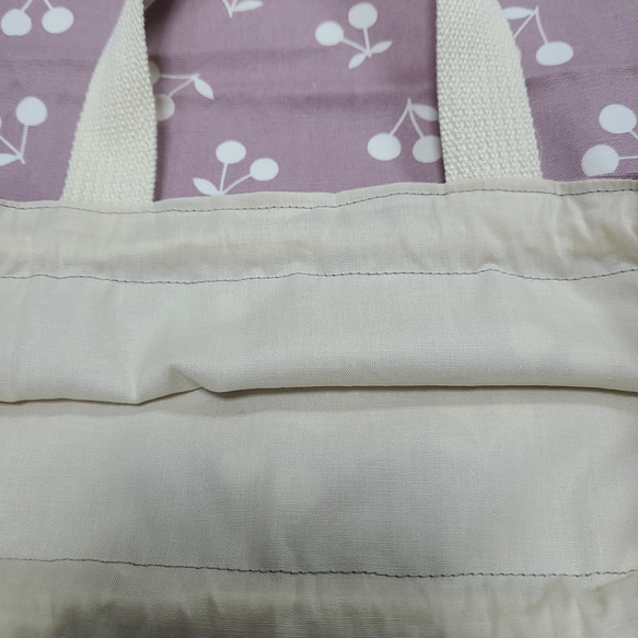 入園入学　レッスンバッグ　体操服袋　上履き入れ　さくらんぼ　くすみピンク 4枚目の画像