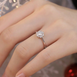 雪の結晶 シンプル モアッサナイト キラキラ 冬 0.5ct ゴージャス リング シルバー925 指輪 かわいい 8枚目の画像