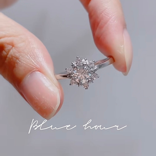 雪の結晶 シンプル モアッサナイト キラキラ 冬 0.5ct ゴージャス  