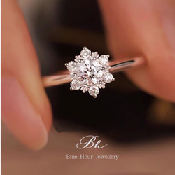 モアッサナイト Dカラー スクエア ヘイローリング 0.5ct/1ct/2ct