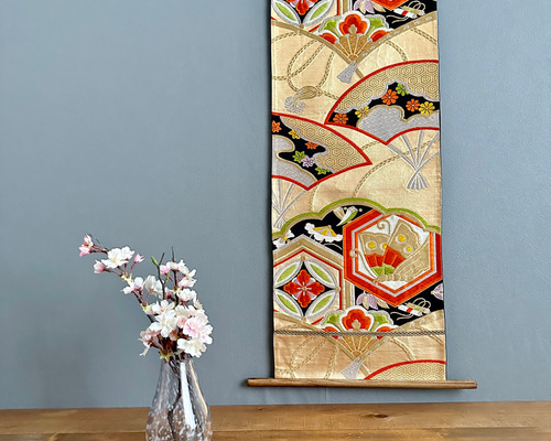 二曲屏風 一点物｜着物・帯地端裂リメイク｜和モダン 和室インテリア