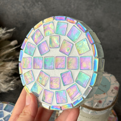 虹色に輝く　オーロラガラスタイルのディスプレイトレー　クリア 3枚目の画像