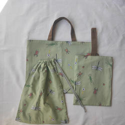 ハンドメイド オーダー 昆虫 レッスンバッグ 上履き入れ 緑 男の子 ハンドメイド オーダー 昆虫 レッスンバッグ 上履き入れ 緑 男の子