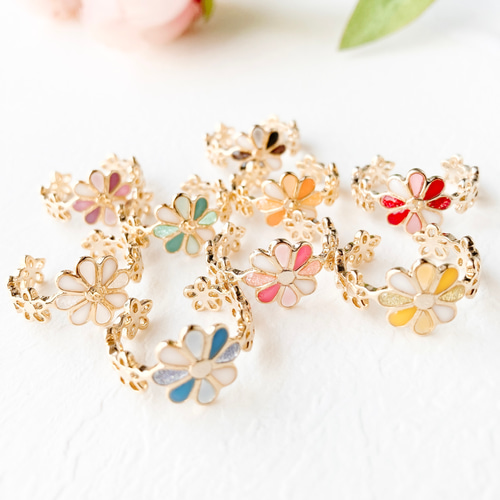 【新品】送料込み　フラワーリング(ピンク×ホワイト) 楽天市場】指輪 リング サイズ 3号 13号 セット ピンキーリング