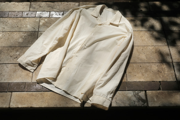 タイプライターヴィンテージコットン　/　オープンカラーシャツ　メンズ　ユニセックス 2枚目の画像