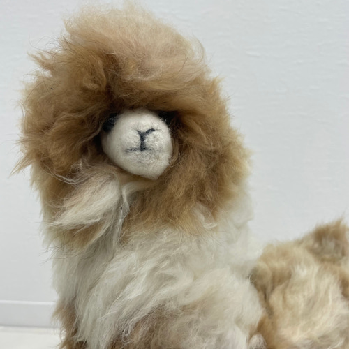 鬼可愛い】アルパカ ぬいぐるみ 置物 ホワイト ミックス 原毛