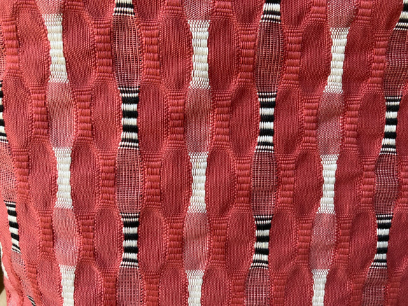 ピンクの紬の帯（変わり織り）からリメイクしたトートバッグ　＃144 5枚目の画像