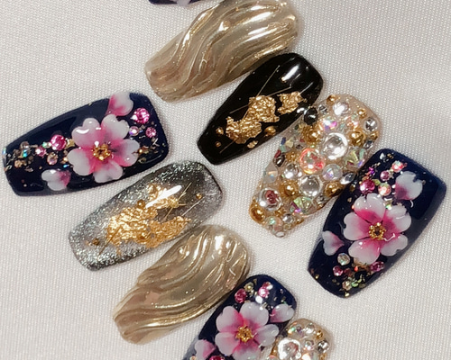 イラスト◎】成人式・前撮り・和柄ネイルチップ♡フルオーダー【3D