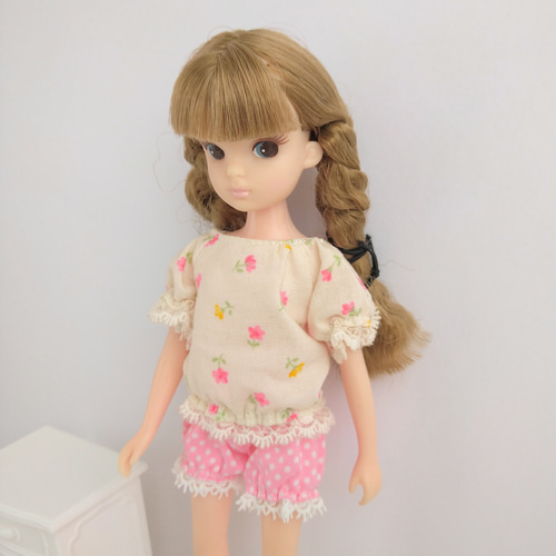 836【復刻版初代リカちゃん】ラグランスリーブカットソー※1/6ドール服 