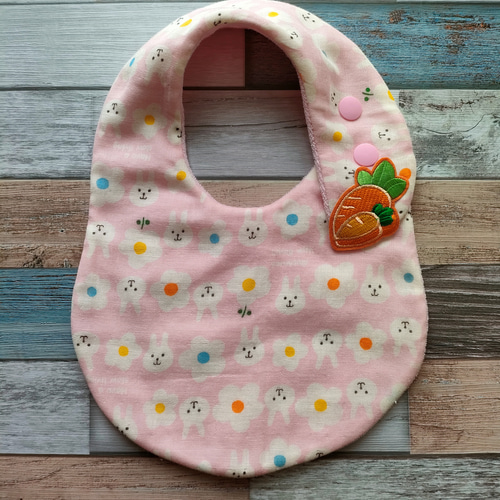 ワッペン付き ふわふわダブルガーゼスタイ【うさぎ】 スタイ