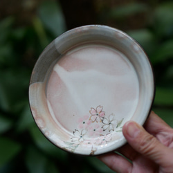 京焼・清水焼　色絵　コーヒー碗皿　桜（お皿：タタラ） 3枚目の画像