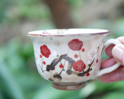 京焼　清水焼　陶あん　コーヒーカップ　芍薬　桜　カップ2個　色絵 0_8ff99967c3f622bd99d265d69c10