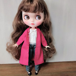 再183.※ブライスアウトフィット※1/6ドール用ワンピース※春服ピンクのシャツワンピース 3枚目の画像