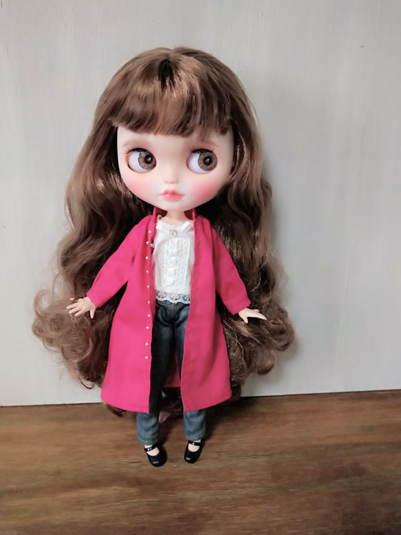 再183.※ブライスアウトフィット※1/6ドール用ワンピース※春服ピンクのシャツワンピース 3枚目の画像