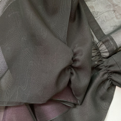 "袖裾クシュ" 変形羽織りシースルー羽織  カーディガン 和装 和柄 黒紫 和楽器衣装 華道 着物リメイク（5327n） 8枚目の画像