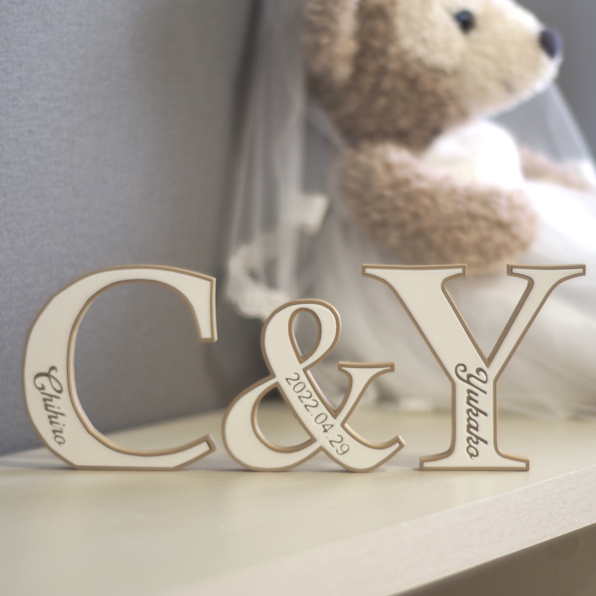 イニシャルオブジェ(大) イニシャルオブジェ.⁂°+ 木材・板 t_maco 通販 15471540｜Creema