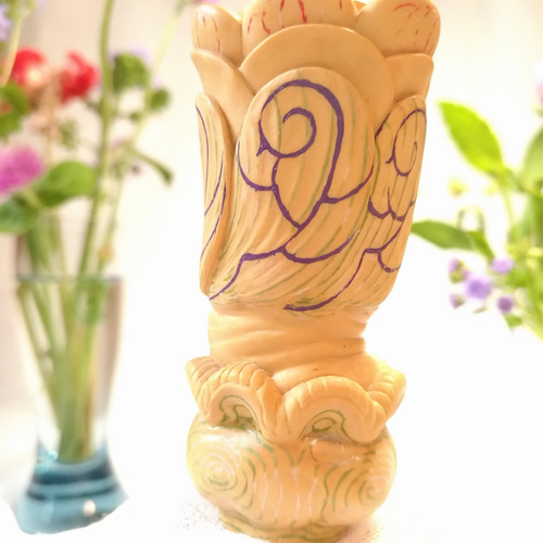 柘植の小さい判子な置物彫刻 「木が花を思い出してる」 その他