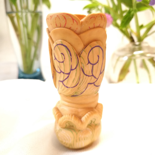 柘植の小さい判子な置物彫刻 「木が花を思い出してる」 その他