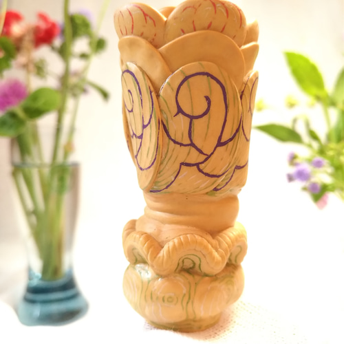 柘植の小さい判子な置物彫刻 「木が花を思い出してる」 その他