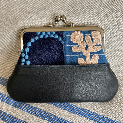 ミナペルホネン ハンドメイド がま口 通帳ポーチ ナチュラル系