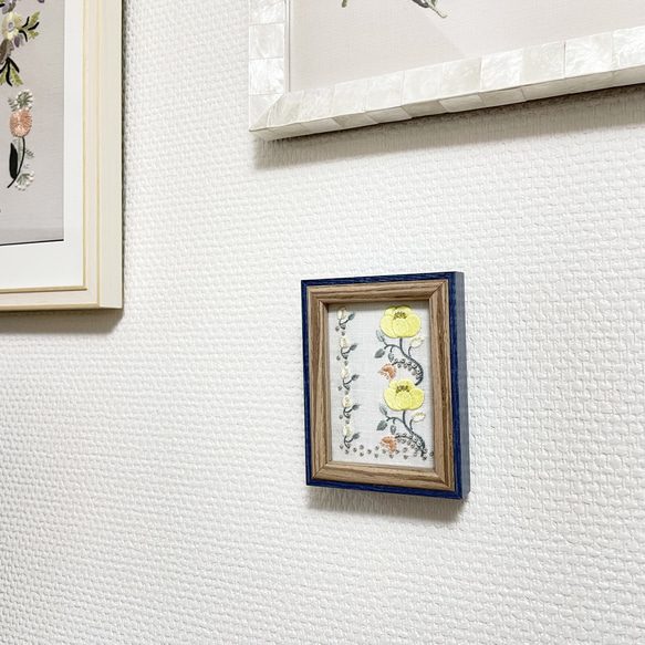 ❥❥ボタニカル刺繍フレームyellow花レース模様❥❥ 9枚目の画像