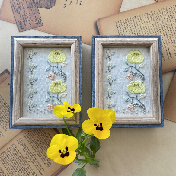 ❥❥ボタニカル刺繍フレームyellow花レース模様❥❥ 7枚目の画像
