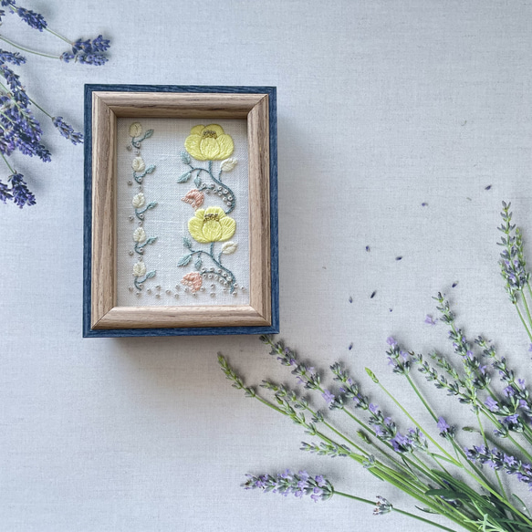 ❥❥ボタニカル刺繍フレームyellow花レース模様❥❥ 11枚目の画像