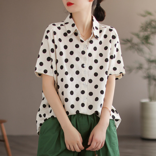 ドット柄 Tシャツ ブラウス シャツレディース カットソー半袖 ドット柄