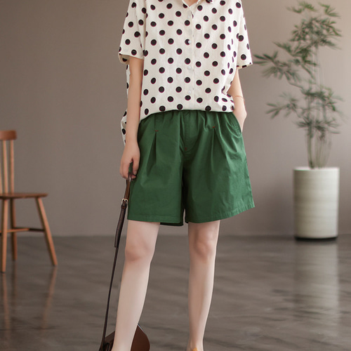 44564PLEATSPLEASEドット半袖カットソー