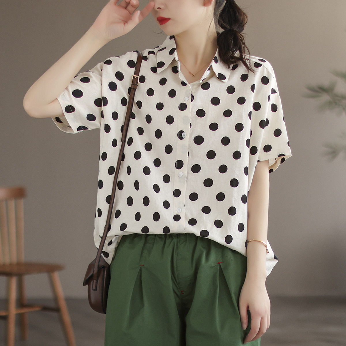 半袖Tシャツ ブラック Bristol ドット柄 L