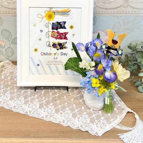 押し花アート額【タテ54cm×ヨコ45cm】墨絵アレンジ